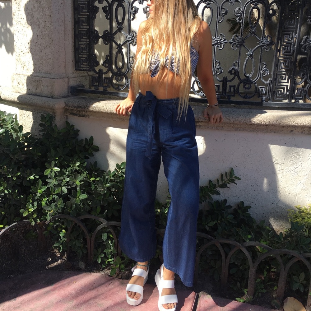 SELLING BOTH wide leg flares and gingham bandeu